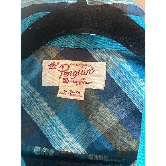 Penguin Mens Plaid Short Sleeve Button Up Casual Shirt - Picture 4 of 7